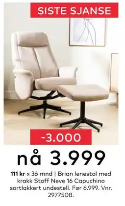 Skeidar Brian lenestol, NOK 3999 tilbud