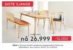 Skeidar Amalfi spisebord, NOK 39199, Medlemspris tilbud