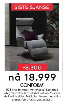Skeidar Air lenestol Stol, NOK 18999 tilbud
