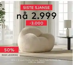 Skeidar Comfy stol stor, NOK 2999 tilbud