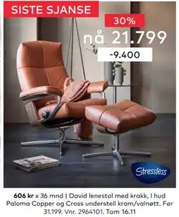 Skeidar David lenestol med krakk,, NOK 21799 tilbud