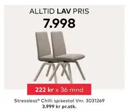 Skeidar Stressless Chilli spisestol, NOK 7998 tilbud