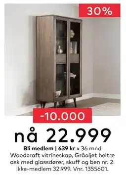 Skeidar Woodcraft vitrineskap, NOK 32999, Medlemspris tilbud