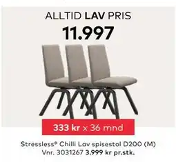 Skeidar Stressless Chilli Lav spisestol D200 (M), NOK 11997 tilbud