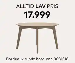 Skeidar Bordeaux rundt bord, NOK 17999 tilbud
