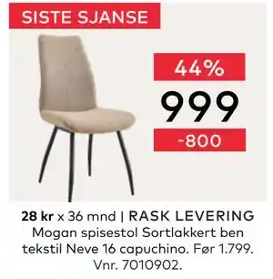 Skeidar Mogan spisestol, NOK 999 tilbud