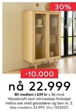 Skeidar Woodcraft lavt vitrineskap, NOK 32999, Medlemspris tilbud
