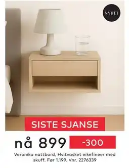 Skeidar Veronika nattbord, NOK 899 tilbud