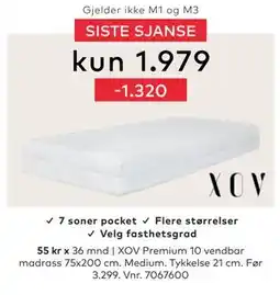 Skeidar XOV Premium 10 vendbar madrass, NOK 1979 tilbud