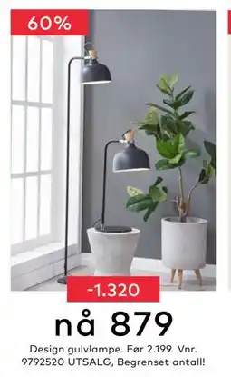 Skeidar Design gulvlampe, NOK 879 tilbud
