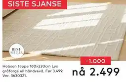 Skeidar Hobson teppe 160x230cm, NOK 2499 tilbud