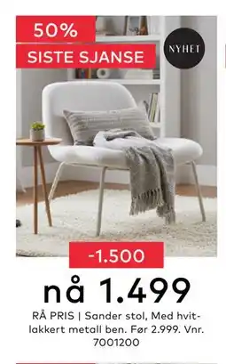 Skeidar Sander stol, NOK 1499 tilbud