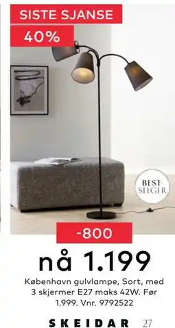 Skeidar København gulvlampe, NOK 1199 tilbud