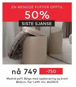 Skeidar Madrid puff, NOK 749 tilbud