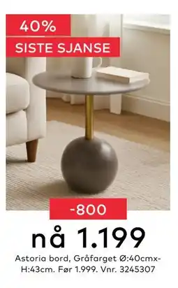 Skeidar Astoria bord, NOK 1199 tilbud