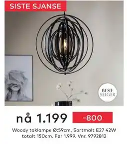 Skeidar Woody taklampe, NOK 1199 tilbud