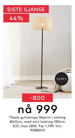Skeidar Tikala gulvlampe, NOK 999 tilbud