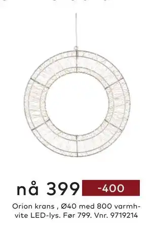 Skeidar Orion krans, NOK 399 tilbud