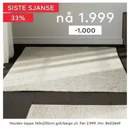 Skeidar Hovden teppe, NOK 1999 tilbud