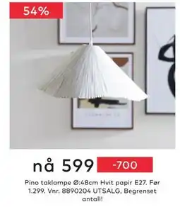Skeidar Pino taklampe, NOK 599 tilbud