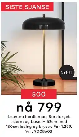 Skeidar Leonora bordlampe, NOK 799 tilbud