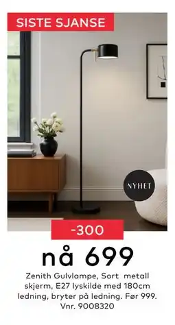 Skeidar Zenith Gulvlampe, NOK 699 tilbud