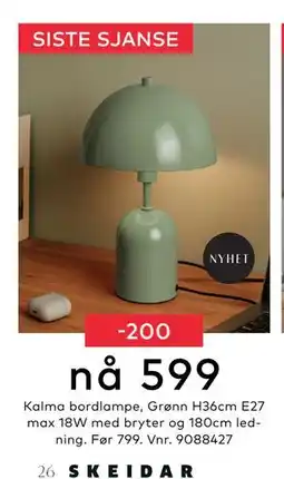 Skeidar Kalma bordlampe, NOK 599 tilbud