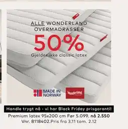 Skeidar ALLE WONDERLAND OVERMADRASSER tilbud
