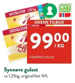 Jacobs Synnøve gulost, NOK 99 tilbud