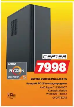 POWER CEPTER VORTEX Micro ATX PC, NOK 7998 tilbud