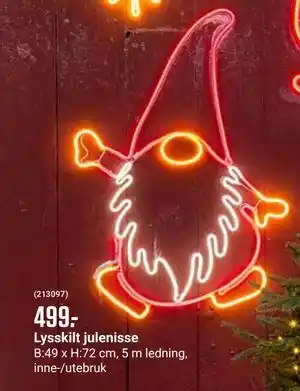 Europris Lysskilt julenisse, NOK 499 tilbud