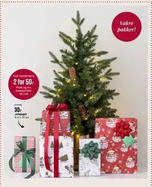Europris Plukk og mix julepapirruller, Medlemspris tilbud