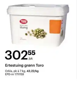 Storcash Ertestuing grønn Toro tilbud