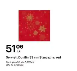 Storcash Serviett Dunilin 33 cm Stargazing red tilbud