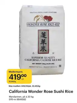 Storcash California Wonder Rose Sushi Rice tilbud