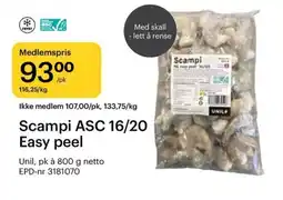 Storcash Scampi ASC 16/20 Easy peel tilbud
