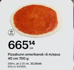 Storcash Pizzabunn amerikansk rå m/saus tilbud