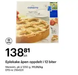 Storcash Eplekake åpen oppdelt i 12 biter tilbud