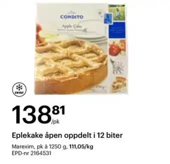 Storcash Eplekake åpen oppdelt i 12 biter tilbud