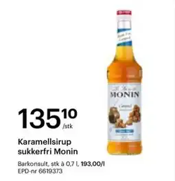 Storcash Karamellsirup sukkerfri Monin tilbud