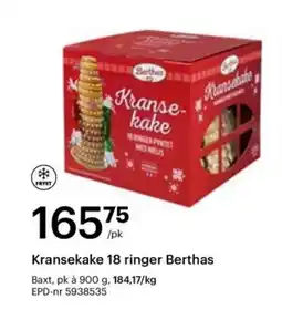 Storcash Kransekake 18 ringer Berthas tilbud