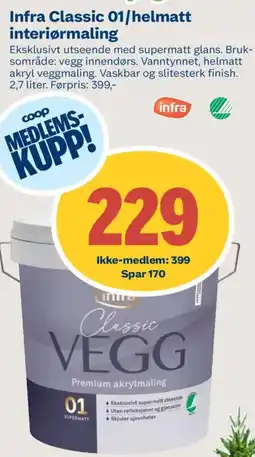 Coop Byggmix Infra Classic 01/helmatt interiørmaling tilbud
