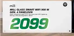 Coop Byggmix Mill glass smart wifi 900 w gen. 4 panelovn tilbud