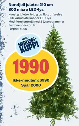 Coop Obs Norefjell juletre 210 cm 800 micro LED-lys tilbud