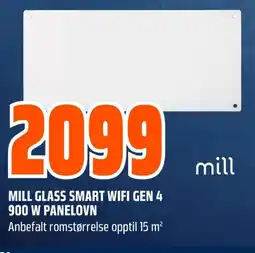 Coop Obs Mill glass smart wifi gen 4 900 w panelovn tilbud