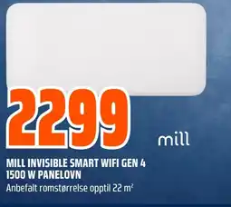Coop Obs Mill invisible smart wifi gen 4 1500 w panelovn tilbud