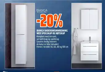 Coop Obs Bianca baderomsinnredning med speilskap og høyskap tilbud