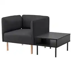 IKEA Lillehem Lenestol med sidebord, Gunnared mørk grå/tre tilbud