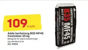 Byggmax Adda tørrbetong B35 MF45 frostsikker 25 kg, NOK 109 tilbud