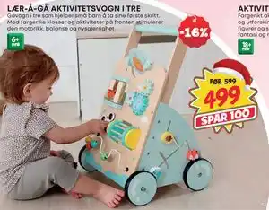 Extra Leker LÆR-Å-GÅ AKTIVITETSVOGN I TRE, NOK 499 tilbud